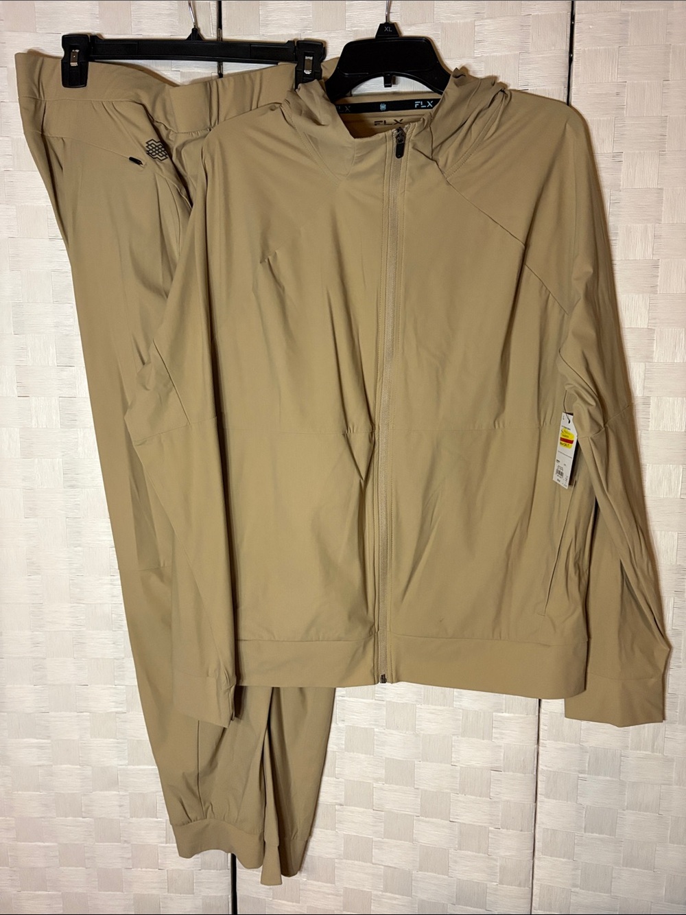 Men's PLX Beige Hooded Jacket & Pants  large jacket xxl pants